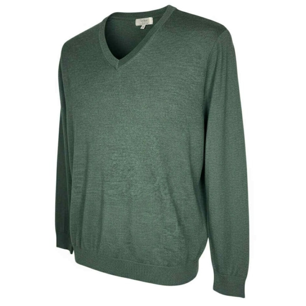 Turnbury Men's size XXL Green V Neck Pullover Sweater Extra Fine Merino Wool